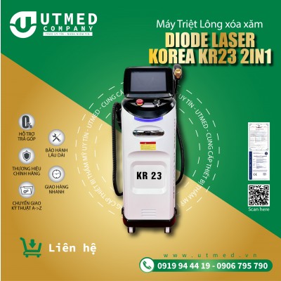 Máy triệt lông xoá xăm 2in1 Diode Laser Korea KR23